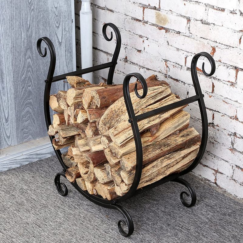 Photo 1 of (Incomplete - Missing Components) MyGift Black Metal Firewood Rack