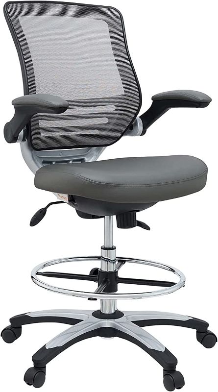 Photo 1 of Modway EEI-211 Edge Drafting Chair - Reception Desk Chair - Flip-Up Arm Drafting Chair in Gray
