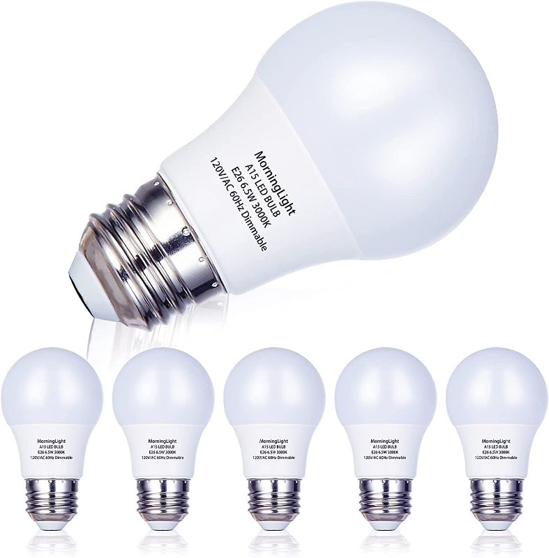 Photo 1 of 6 Pack A15 LED Bulb, 6.5W Equivalent 60 Watt Dimmable Light Bulb 3000K Soft White