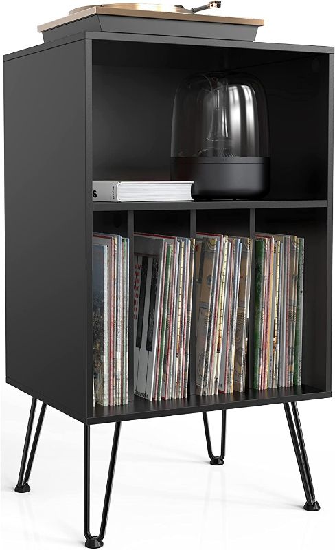 Photo 1 of (DAMAGE)Record Player Stand, Turntable Stand with Record Storage, Vinyl Record Storage Cabinet with Metal Legs, Record Player Table Holds Up to 150 Albums for Living Room, Bedroom, Office (Black)
**DAMAGED COMPONENT SHOWN IN IMAGES**