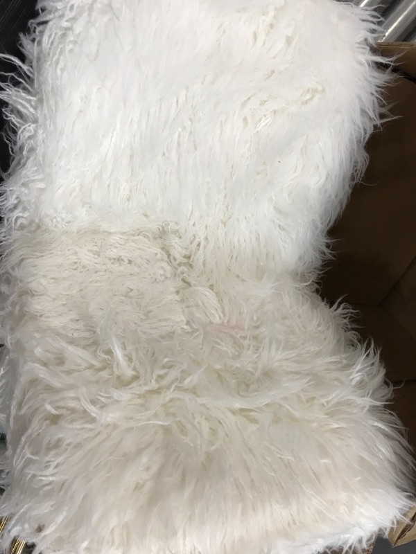 Photo 2 of OSP Home Furnishings Julia Accent Chair, White Faux Fur and Gold Legs
