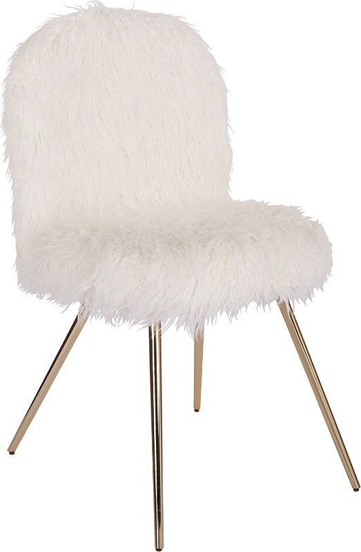 Photo 1 of OSP Home Furnishings Julia Accent Chair, White Faux Fur and Gold Legs
