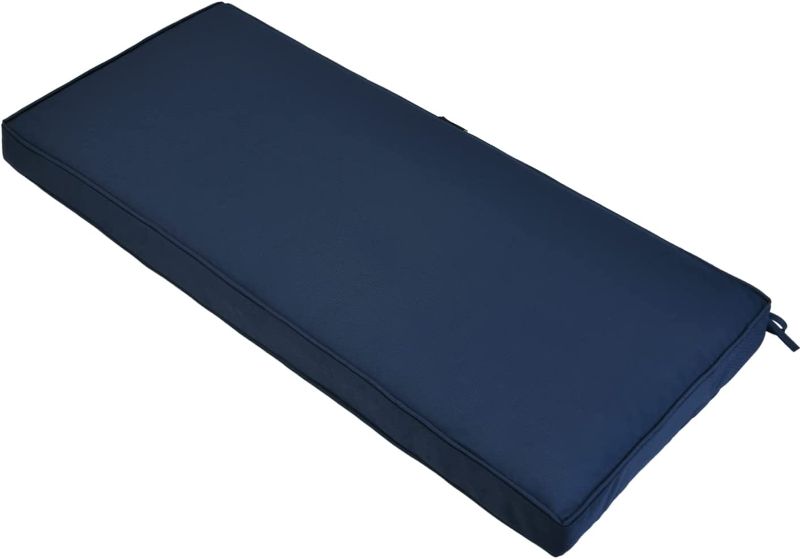 Photo 1 of AAAAAcessories Outdoor/Indoor Bench Cushion for Patio Furniture Bench/Swing/Settee, 42 x 18 x 3 Inch, Navy Blue
