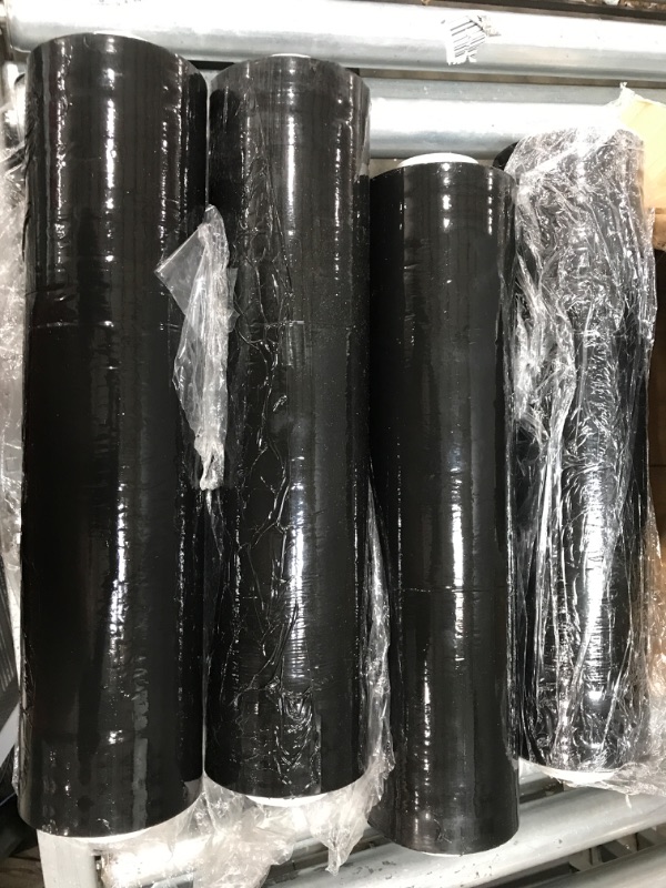 Photo 2 of 4 Pack Industrial Black Stretch Wrap Film with Plastic Handle 18" 1200ft 72Gauge for Pallet Wrap, Durable Self-Adhering Packing, Moving, Packaging, Heavy Duty Shrink Film, BOMEI PACK
