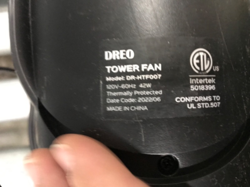 Photo 4 of Dreo Nomad One Tower Fan with Remote, 24ft/s Velocity Quiet Cooling Fan, 90° Oscillating Fan with 4 Speeds, 4 Modes, 8H Timer, Bladeless Fan, Standing Floor Fans, Black, (DR-HTF007)
