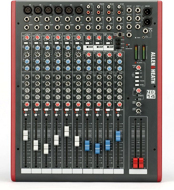 Photo 1 of Allen & Heath ZED60-14FX - Touring Quality Audio Mixer with 6 Mic/Line, 2 Mic/Line/DI, 3 Stereo Line, Onboard FX and USB I/O (AH-ZED60-10FX)
