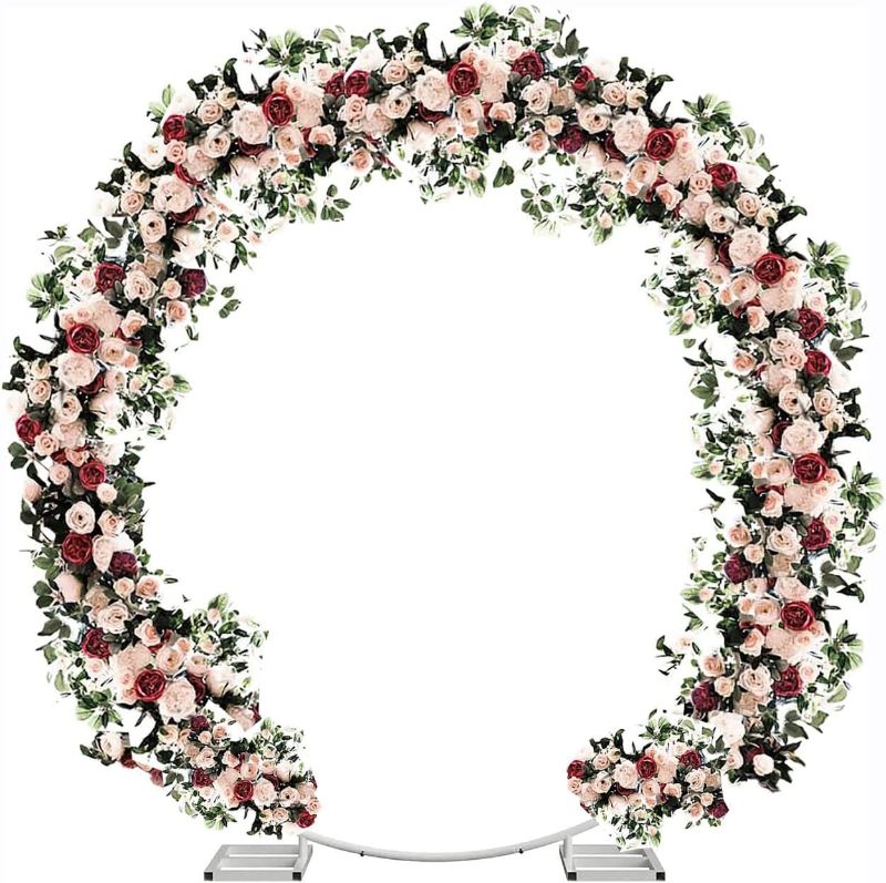 Photo 1 of 6.5FT Tall X 6.5FT Wide Metal Ring Arch for Outdoor Party Backdrop Decoration (with Ground Anchors, Screwdriver, and Instructions)
