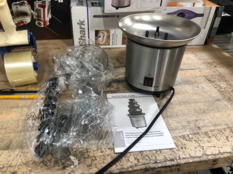 Photo 2 of ***PARTS ONLY*** Nostalgia NCFF986SS 4-Tier 2-Pound Chocolate Fondue Fountain - 2 Pound - Stainless Steel