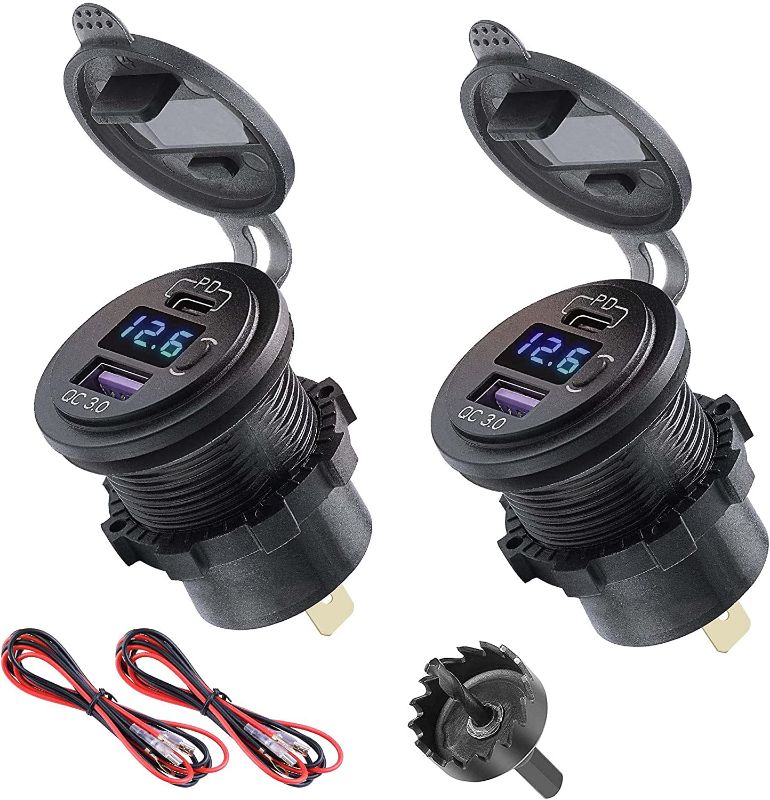 Photo 1 of Dual USB 12v Car Charger 2 Pack, PD Type C and QC