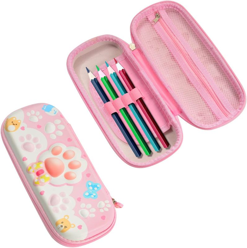 Photo 1 of Cute 3D Paw Print Pencil Case for Kids, Big Capacity Canvas