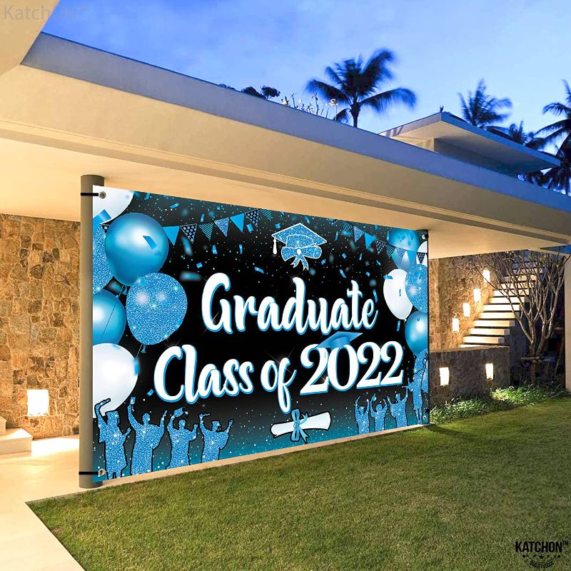 Photo 1 of 2- Large Graduate Class of 2022 Banner - 72x44 Inch | Graduation Banner, Blue and Black Graduation Decorations 2022 | Class of 2022 Decorations | Congratulations Banner, Graduation Party Decorations 2022
