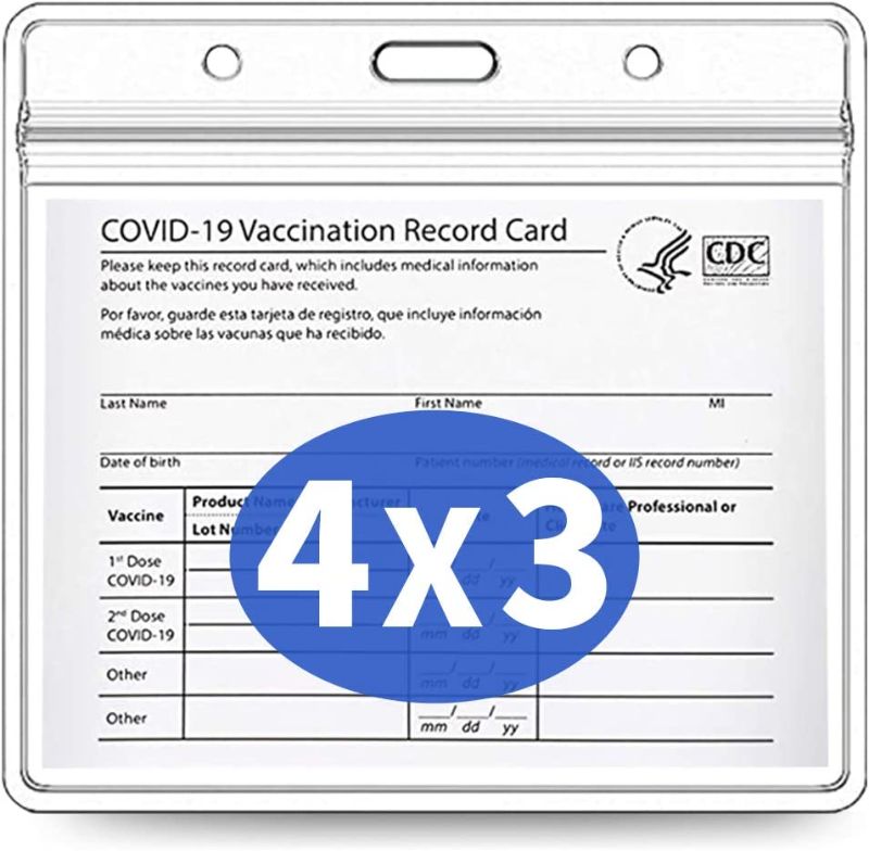 Photo 1 of 4- 5 Pack-Vaccine Card Holder,CDC Vaccination Card Protector 4 X 3 Inches Immunization Record Vaccine Cards Holder Clear Vinyl Plastic Sleeve with Waterproof Type Resealable Zip (Card holder only)