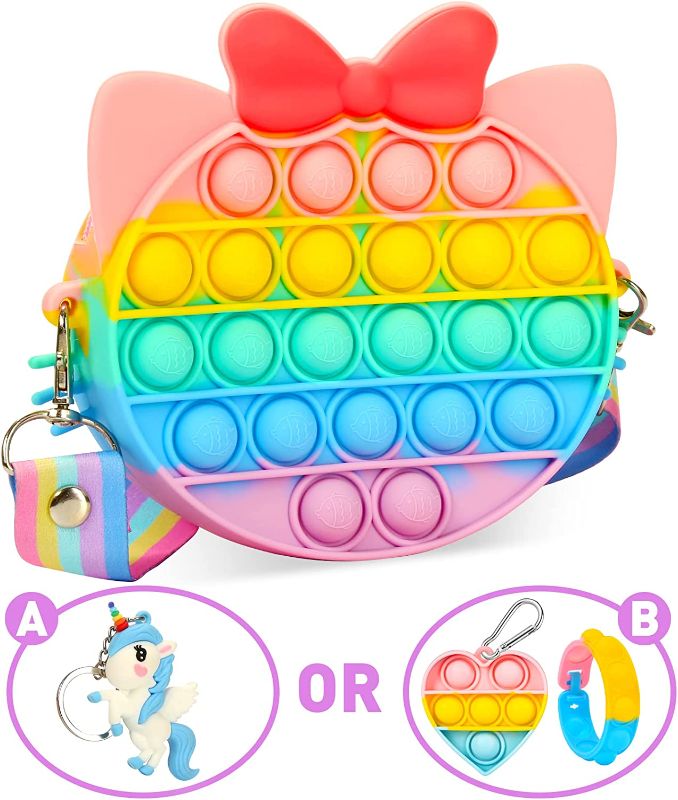 Photo 1 of 2- Gifts for 7,8 Year Old Girls?Cat Pop Purse Gifts for Kids with Random Pop Keychain/Pop Bracelet Crossbody Bag Fidget Sensory Poppers Push Pop Bubble Stress Anxiety Relief Toys
