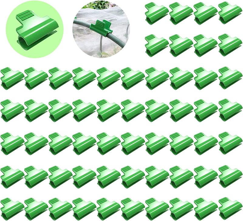 Photo 1 of 60 Pieces Greenhouse Clamps, Film Row Cover Netting Tunnel Hoop Clip, Frame Shading Net Rod Clip, Greenhouse Film Clamps for Season Plant Extension Support (60 Pcs, 11 mm/0.43 inch)
