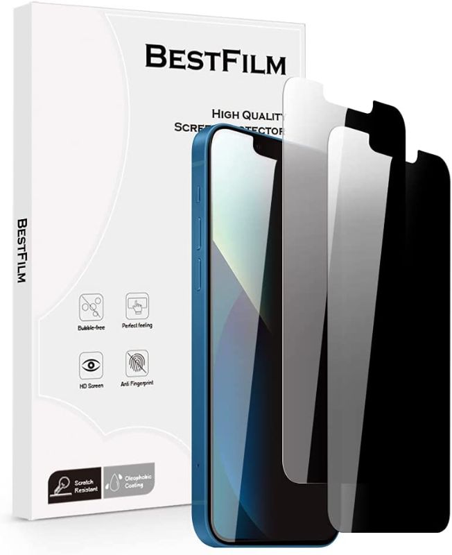 Photo 1 of (X2) [2 Pack] BESTFILM Privacy Tempered Glass for iPhone 13 Mini 5.4-inch, Anti-Spy Screen Protector, Anti-peep Glass Film, [Full Coverage] Case Friendly Bubble Free
