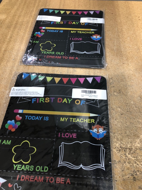 Photo 2 of (X2) First & Last Day of School Board, 10 x 12 Inch Double Sided Back to School Sign for Kids/Girls/Boys, Reusable Wooden 1st Day of Preschool/ Kindergarten Chalkboard
