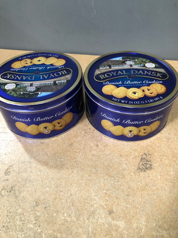 Photo 2 of (X2) Royal Dansk Danish Cookies Tin, butter, 24 Ounce
EX: 12/06/2023