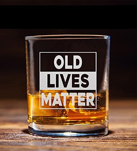 Photo 1 of (X2) Old Lives Matter Whiskey Glass - Funny Birthday Retirement Fathers Day Gift for Dad Grandpa Papa Old Man Gag
