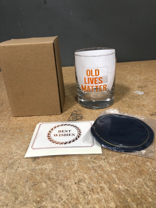 Photo 2 of (X2) Old Lives Matter Whiskey Glass - Funny Birthday Retirement Fathers Day Gift for Dad Grandpa Papa Old Man Gag
