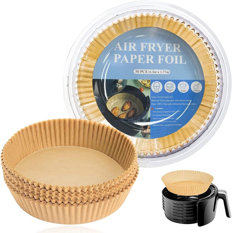 Photo 1 of (X2) Air Fryer Disposable Paper Liner-50Pcs-6.3" Non-stick Parchment Paper Liner, Airfryer instant Pot Oven insert Sheets Round, Baking Paper air frayer Food Grade for Baking Rosting Microwave
