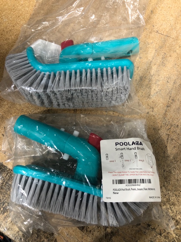 Photo 2 of (X2) POOLAZA Pool Brush, Premium Bristles Pool Brush Head, Rotatable Handle Pool Corner Brush/Pool Step Brush, Household Hand Scrub Brush for Pool, Spa, Bathroom, Floor, Kitchen etc.
