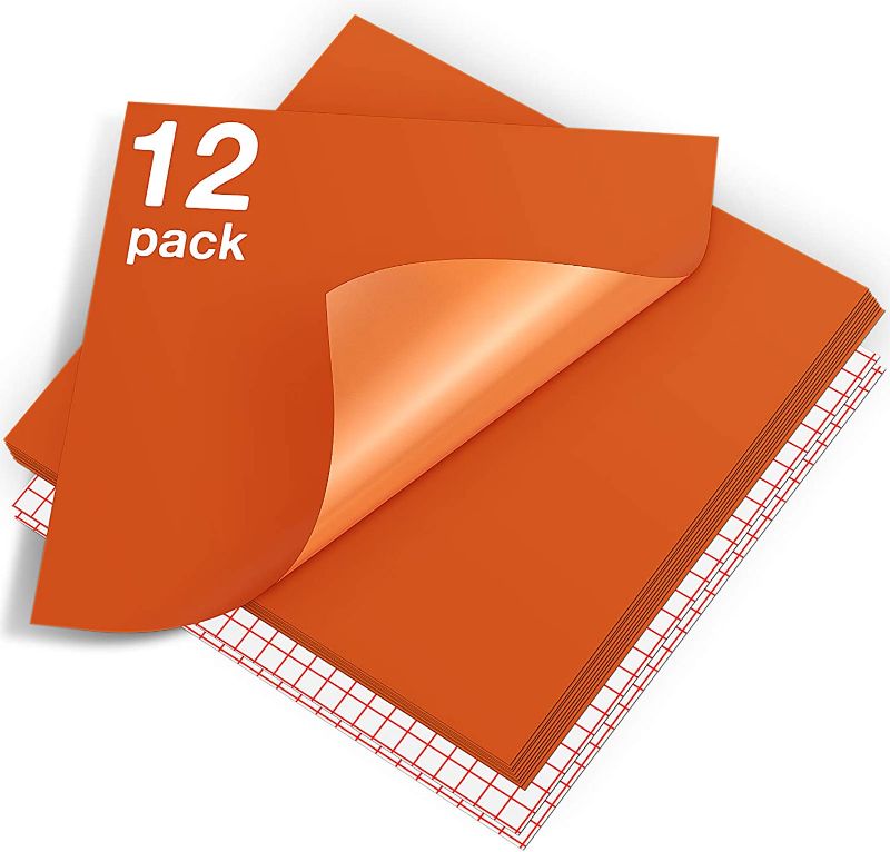 Photo 1 of (X2) HTVRONT Orange Permanent Vinyl, 12 Pack Orange Vinyl for Cricut - 10 Orange Vinyl Sheets 12" x 12" & 2 Transfer Tape Sheets for Party Decoration, Sticker, Craft Cutter, Car Decal (Glossy)
