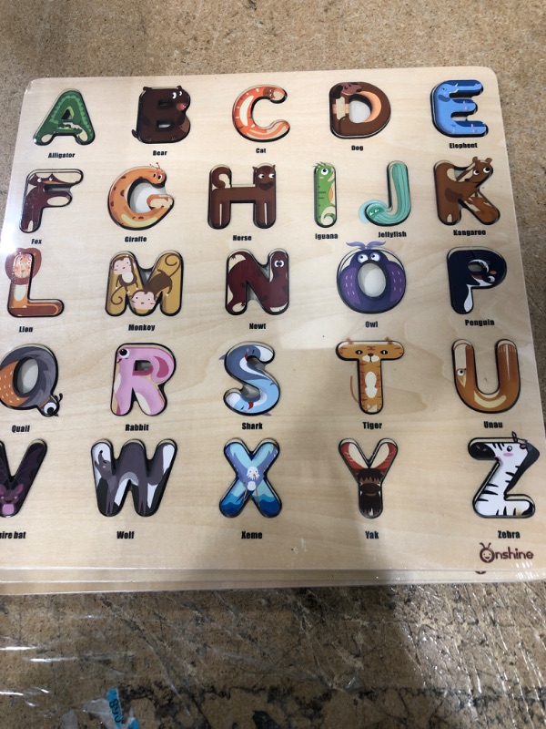 Photo 2 of (X3) 3 otters Kids Wooden Puzzles, Alphabet Toys for Toddlers 1-3, Wooden Jigsaw Puzzles
