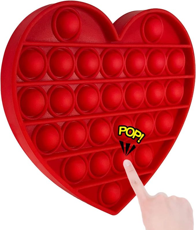 Photo 1 of (X3) AKUDY Push Pop Bubble Fidget Toy, Sensory Fidget Toys for Kids Adults, One Side Louder Push Bubbles Pop, Fidget Popper Stress Reliever Toys for ADHD Autism Special Needs Fidget Toy - Love Red
