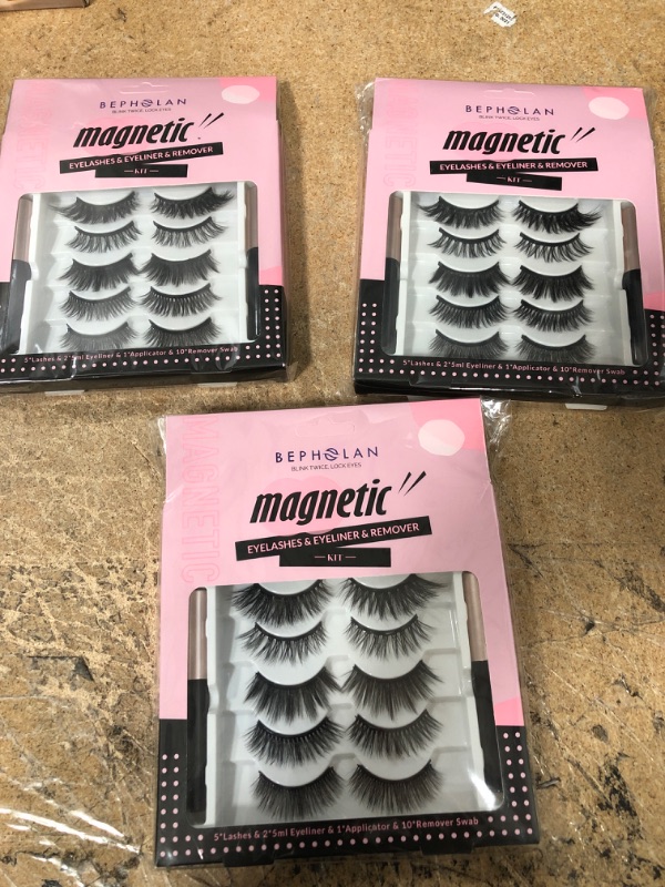 Photo 2 of (X3) BEPHOLAN Upgraded Magnetic Eyelashes & Eyeliner Kit,5 Pairs Different Eyelashes Styles, Comes With 2 Tubes of Magnetic Eyeliner, Safe Ingredients & Comfortable, No Glue & Easy To Use, Magnetic Eyelashes Set Two
