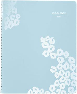 Photo 1 of 2021 Weekly & Monthly Appointment Book & Planner by AT-A-GLANCE, 8" x 11", Large, Wild Washes, Teal (523-905-21),White
