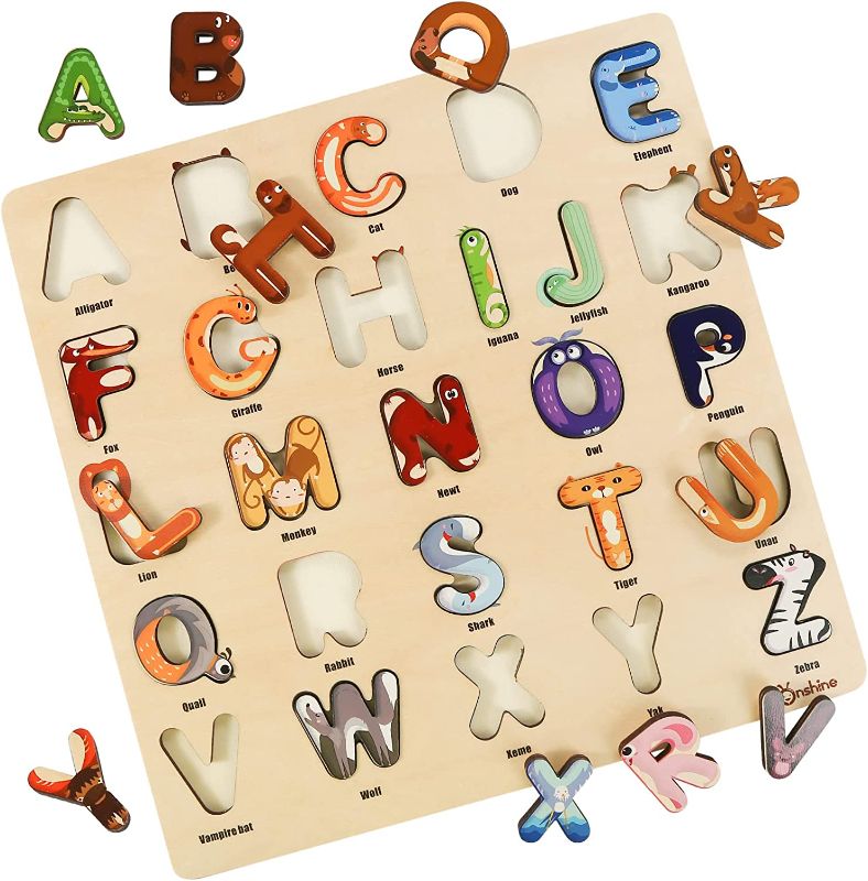 Photo 1 of (X5) 3 otters Kids Wooden Puzzles, Alphabet Toys for Toddlers 1-3, Wooden Jigsaw Puzzles
