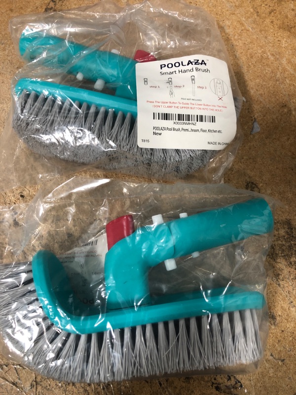 Photo 2 of (X2) POOLAZA Pool Brush, Premium Bristles Pool Brush Head, Rotatable Handle Pool Corner Brush/Pool Step Brush, Household Hand Scrub Brush for Pool, Spa, Bathroom, Floor, Kitchen etc.
