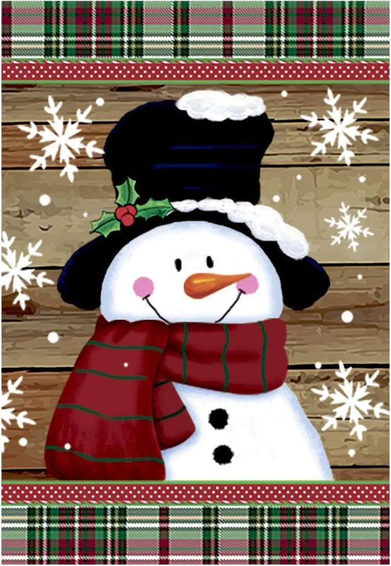 Photo 1 of (X3) Morigins Smile Snowman with Red Scarf Outdoor Yard Flag Decorative Snowflake Winter Garden Flag 12x18 Inch
