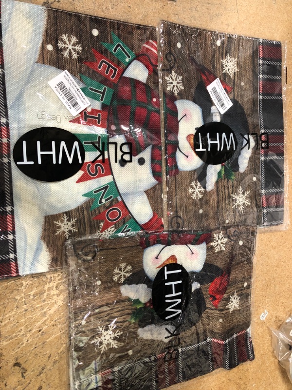 Photo 2 of (X3) Morigins Smile Snowman with Red Scarf Outdoor Yard Flag Decorative Snowflake Winter Garden Flag 12x18 Inch
