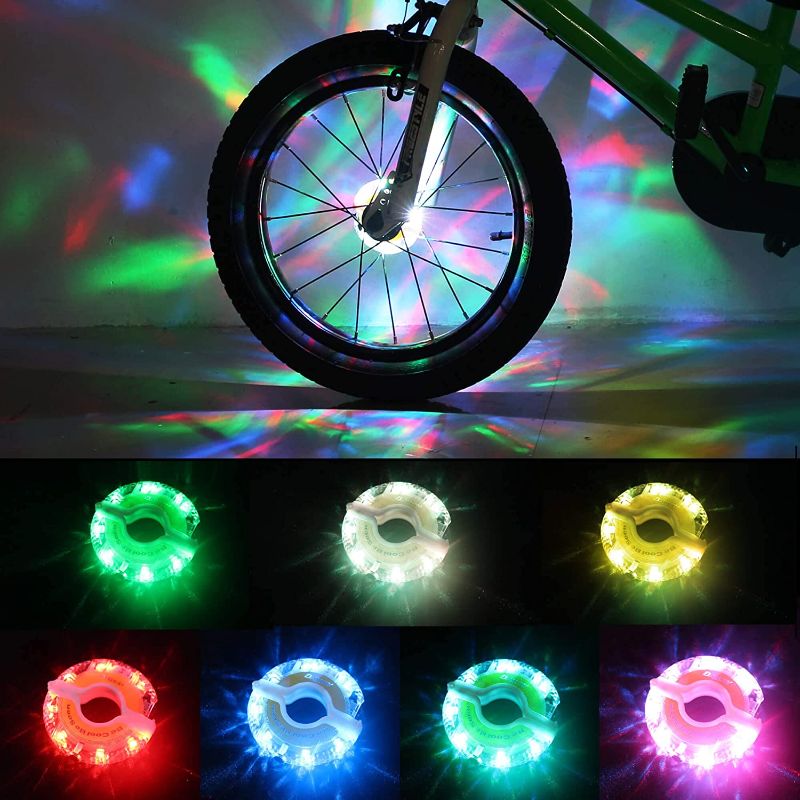 Photo 1 of (x3) Bike Wheel Lights - A16 Cool Led Bicycle Tire Lights, Safety Kids Adults Bike Hub Accessories for Boys Girls Men Women, Waterproof Bright Spoke Lights, Gifts for Cycling Disco Party
