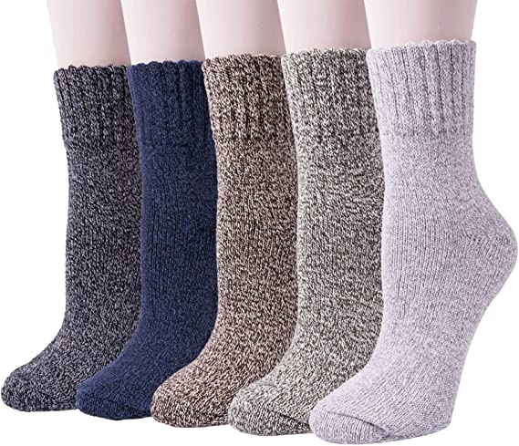 Photo 1 of 5 Pack Womens Wool Socks Winter Warm Socks Cabin Cozy Crew Soft Socks Gifts for Women
