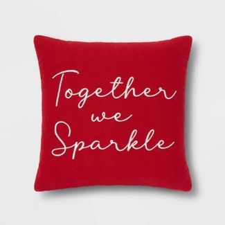 Photo 1 of (X2) Embroidered 'Together We Sparkle' Square Throw Pillow Red - Threshold