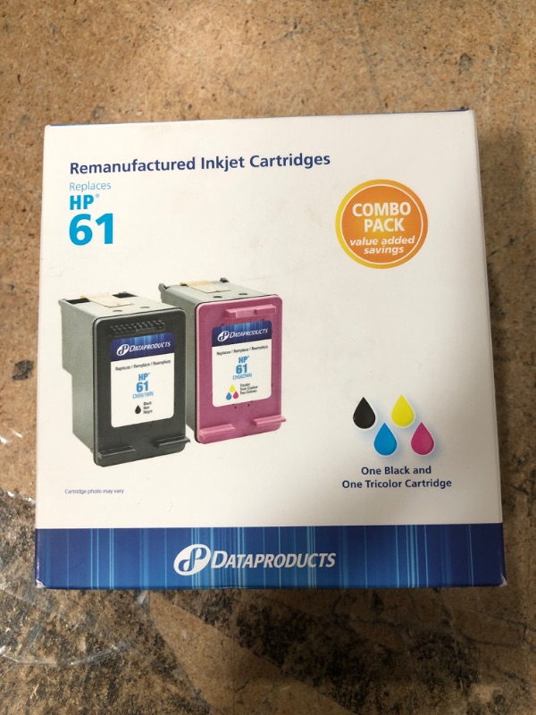 Photo 1 of Remanufactured Black/Tri-Color 2-Pack Standard Ink Cartridges - Compatible with HP 61 Ink Series (CR) - Dataproducts


