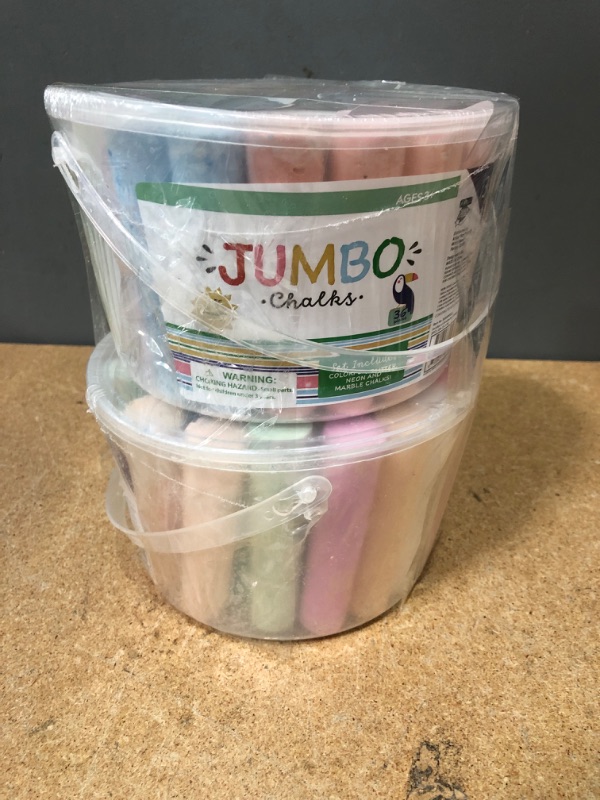 Photo 2 of (X2) Jumbo Washable Sidewalk Chalk | Bucket Set

