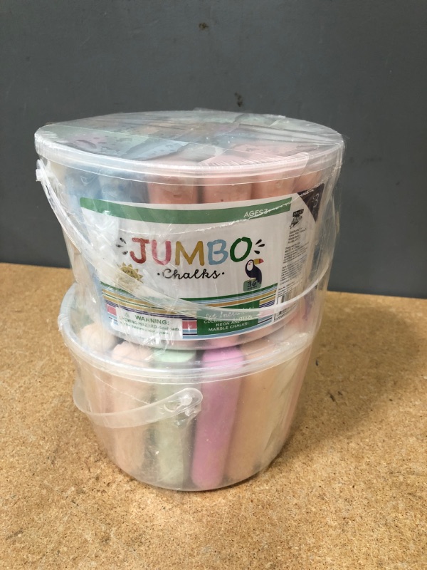 Photo 2 of (X2) Jumbo Washable Sidewalk Chalk | Bucket Set

