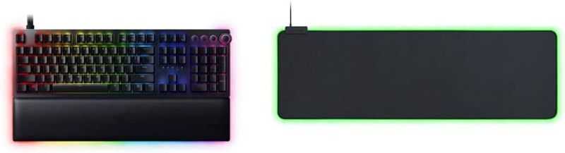 Photo 1 of Razer Huntsman V2 Analog Gaming Keyboard + Goliathus Extended Chroma Gaming Mousepad Bundle: Razer Analog Optical Switches - Classic Black
