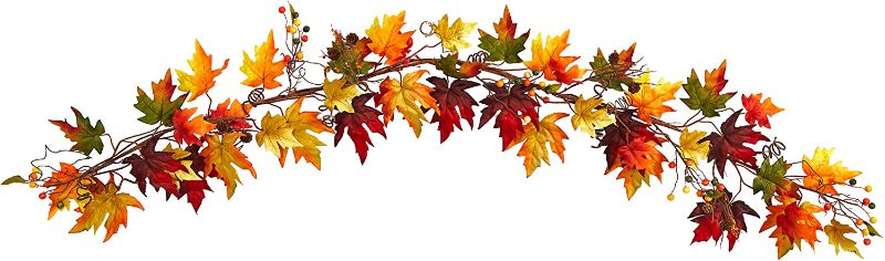 Photo 1 of 6ft. Autumn Maple Leaf and Berry Fall Garland 4"D x 6"W x 72"H

