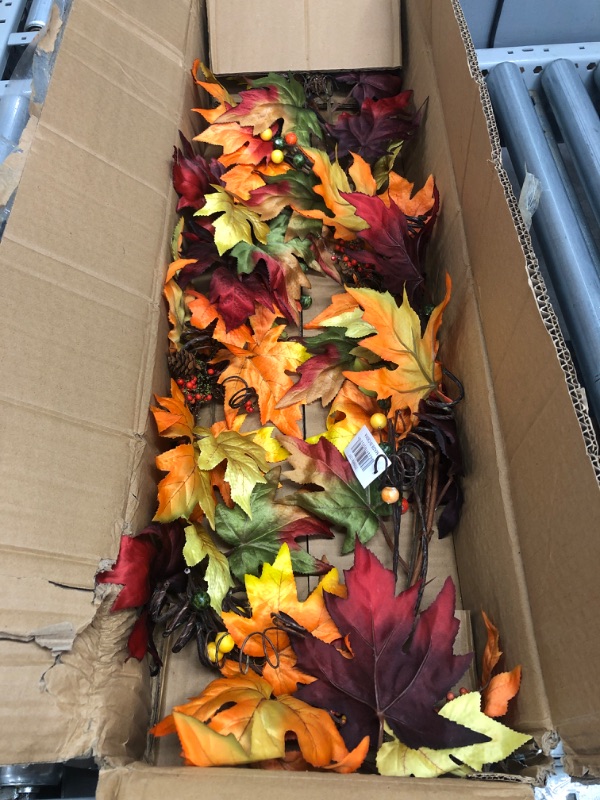 Photo 2 of 6ft. Autumn Maple Leaf and Berry Fall Garland 4"D x 6"W x 72"H

