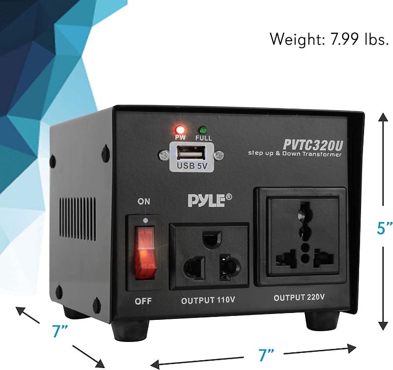 Photo 1 of Step Up and Down Converter - 500 Watt Voltage Converter Transformer w/ USB Charging Port, UK Power Adapter, AC 110 / 120 to 220 / 240 Volt Vice Versa, 110V/120V/220V/240V Input Voltage - Pyle PVTC320U
