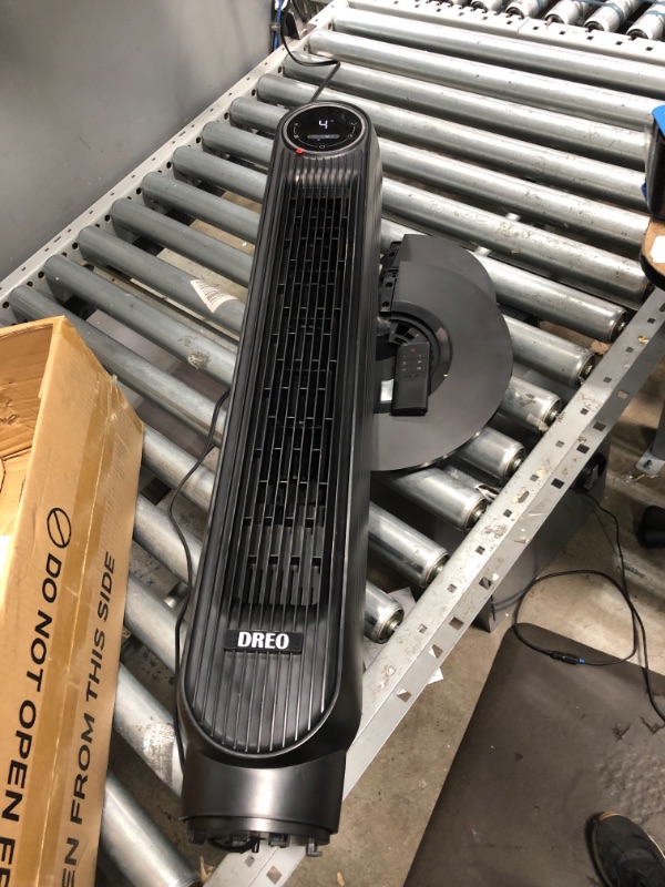 Photo 1 of Dreo Nomad One Tower Fan with Remote, 24ft/s Velocity Quiet Cooling Fan, 90° Oscillating Fan with 4 Speeds, 4 Modes, 8H Timer, Bladeless Fan, Standing Floor Fans, Black, (DR-HTF007)
