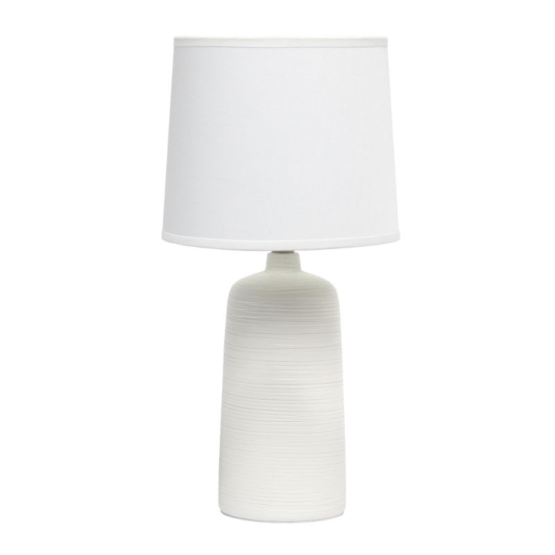 Photo 1 of Simple Designs Textured Linear Ceramic Table Lamp, Off White
