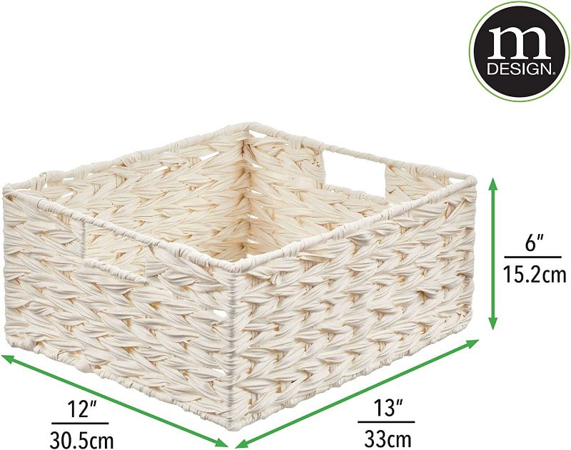 Photo 1 of 6 PACK // 1 DAMAGED - mDesign Woven Farmhouse Kitchen Pantry Food Storage Organizer Basket Bin Box - Container Organization for Cabinets, Cupboards, Shelves, Countertops - Store Potatoes, Onions, Fruit - 6 Pack - White