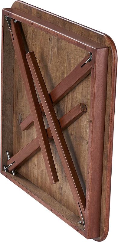 Photo 2 of STAKMORE Straight Edge 32" Square Folding Card Table, Cherry Finish
