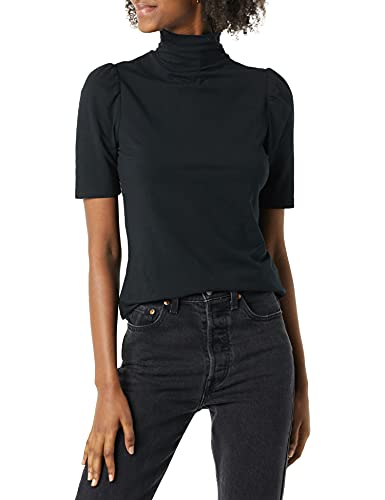 Photo 1 of Amazon Essentials Women's Draped Puff Sleeve Turtleneck, Black, Medium

