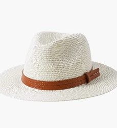 Photo 1 of Fulercni Women Beach Floppy Sun Hat Wide Brim Straw Panama Roll up Hat Protection Packable Belt Fedora Hat UPF50+
